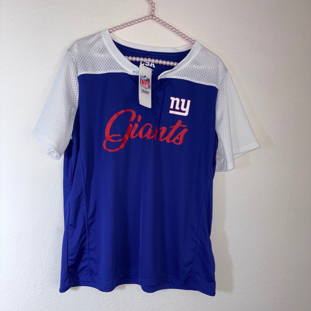NFL Team Apparel NY Giants Jersey XL Royal Blue New Lace Up Mesh Shirt